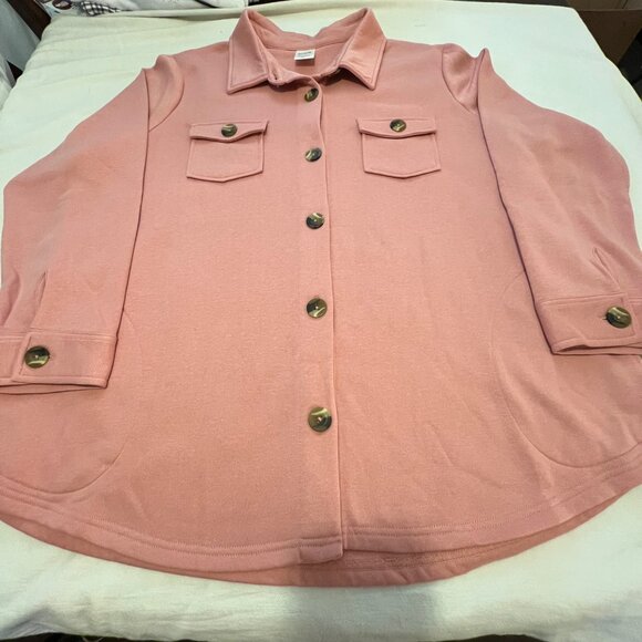 Blair Plus Size 2XL Pink Lightweight Jacket Pockets Long Sleeve Warm Casual Y2K - Picture 10 of 16